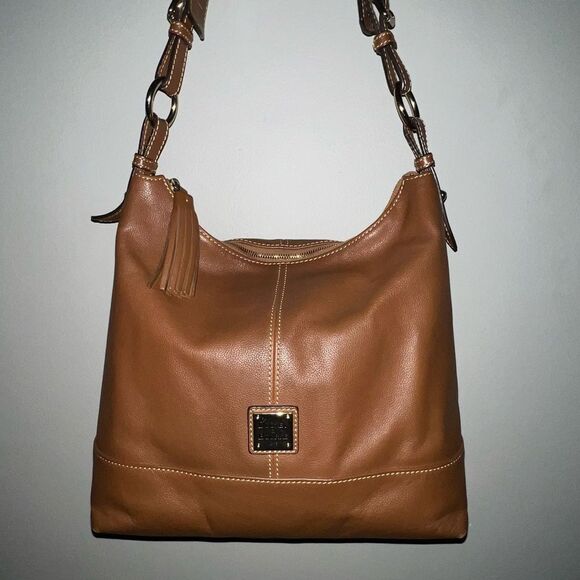 Dooney and Bourke Brown Leather Hobo Bag - Picture 2 of 15